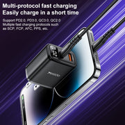 Yesido YC12U 20W USB-C / Type-C + USB Digital Display Charger, Specification:US Plug(Black)