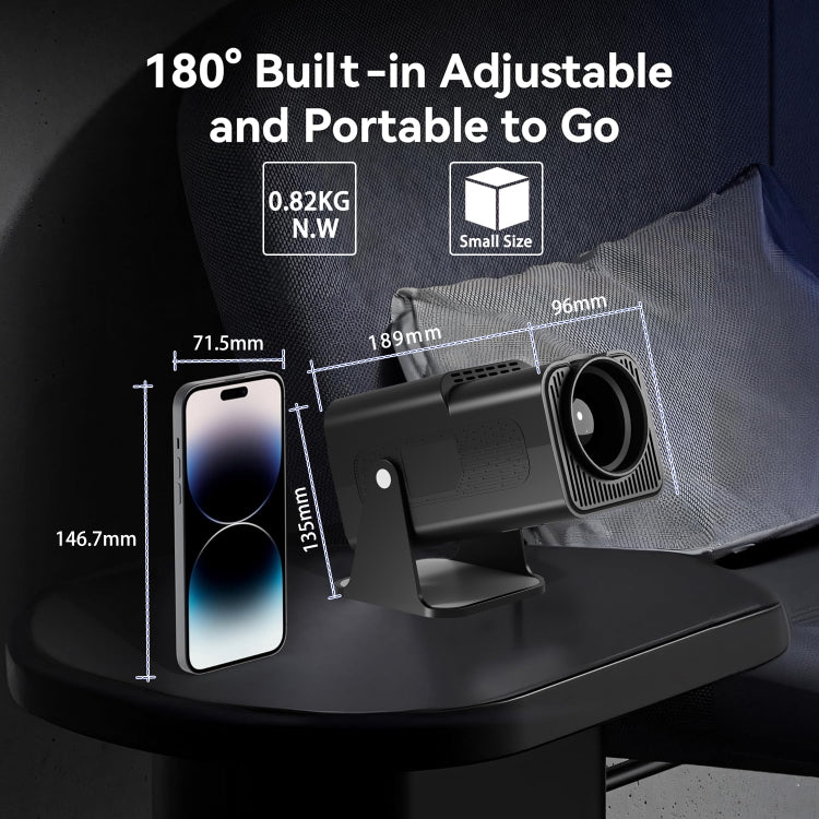 Y6S 4K Android 12.0 Portable Home HD Mini WiFi Projector(EU Plug)