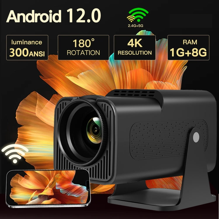 Y6S 4K Android 12.0 Portable Home HD Mini WiFi Projector(EU Plug)