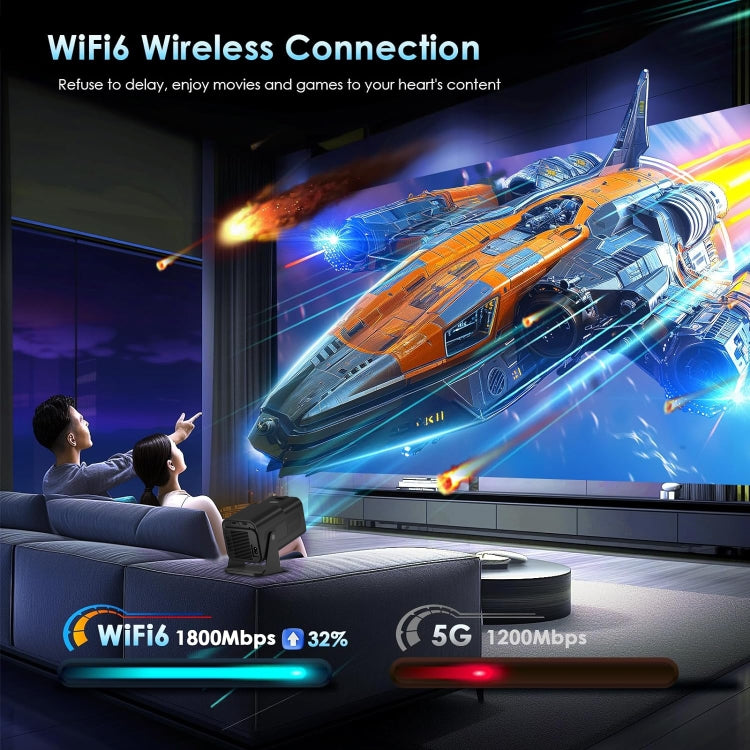 Y6S 4K Android 12.0 Portable Home HD Mini WiFi Projector(EU Plug)