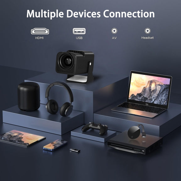 Y6S 4K Android 12.0 Portable Home HD Mini WiFi Projector(EU Plug)