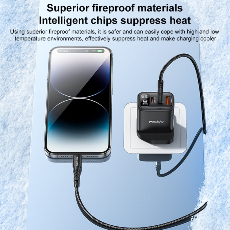 Yesido YC88 30W USB + Dual USB-C / Type-C Digital Display Charger, Specification:UK Plug(Black) - USB Charger by Yesido | Online Shopping South Africa | PMC TechLife | Buy Now Pay Later Mobicred