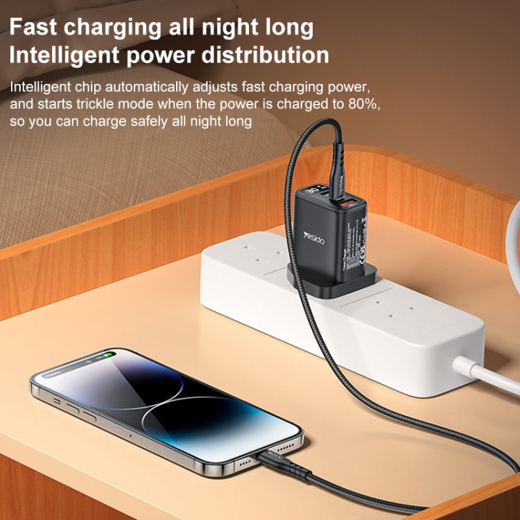 Yesido YC88 30W USB + Dual USB-C / Type-C Digital Display Charger, Specification:UK Plug(Black) - USB Charger by Yesido | Online Shopping South Africa | PMC TechLife | Buy Now Pay Later Mobicred