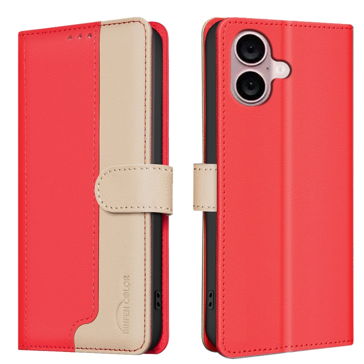 For iPhone 16 Color Matching RFID Anti-theft Leather Phone Case(Red) - iPhone 16 Cases by PMC TechLife | Online Shopping South Africa | PMC TechLife | Buy Now Pay Later Mobicred