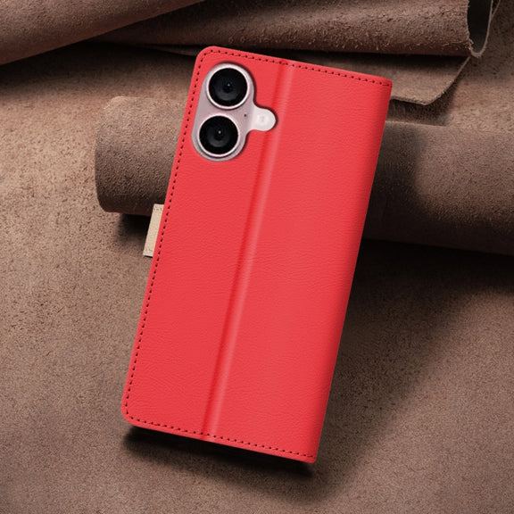 For iPhone 16 Color Matching RFID Anti-theft Leather Phone Case(Red)