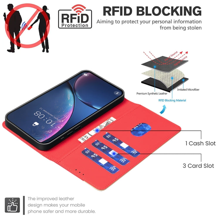 For iPhone 16 Color Matching RFID Anti-theft Leather Phone Case(Red) - iPhone 16 Cases by PMC TechLife | Online Shopping South Africa | PMC TechLife | Buy Now Pay Later Mobicred