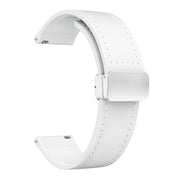 20mm Magnetic Silver Buckle Silicone Leather Watch Band(White)