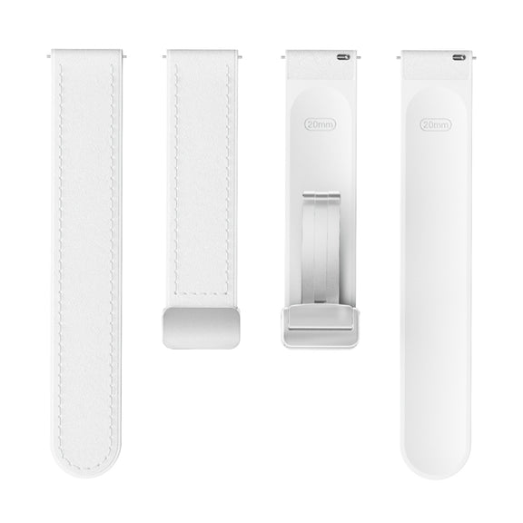 20mm Magnetic Silver Buckle Silicone Leather Watch Band(White)