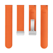 20mm Magnetic Silver Buckle Silicone Leather Watch Band(Orange)