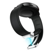 20mm Magnetic Silver Buckle Silicone Leather Watch Band(Black)