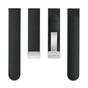 20mm Magnetic Silver Buckle Silicone Leather Watch Band(Black)