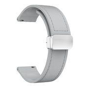 20mm Magnetic Silver Buckle Silicone Leather Watch Band(Grey)
