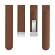 20mm Magnetic Silver Buckle Silicone Leather Watch Band(Dark Brown)