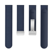 20mm Magnetic Silver Buckle Silicone Leather Watch Band(Midnight Blue)