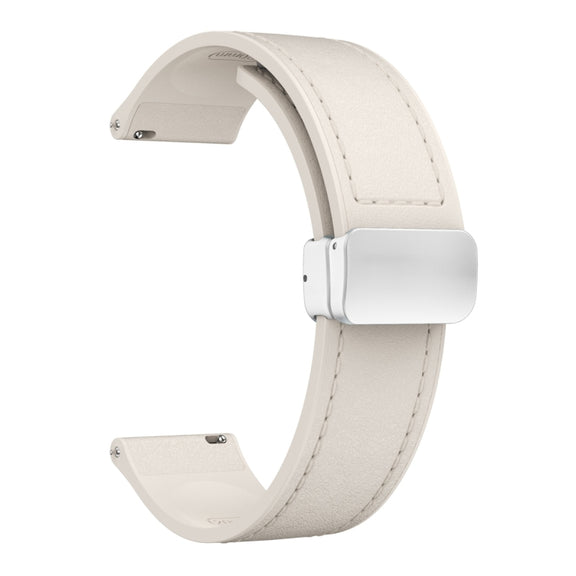 20mm Magnetic Silver Buckle Silicone Leather Watch Band(Starlight)