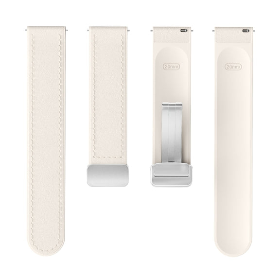 20mm Magnetic Silver Buckle Silicone Leather Watch Band(Starlight)