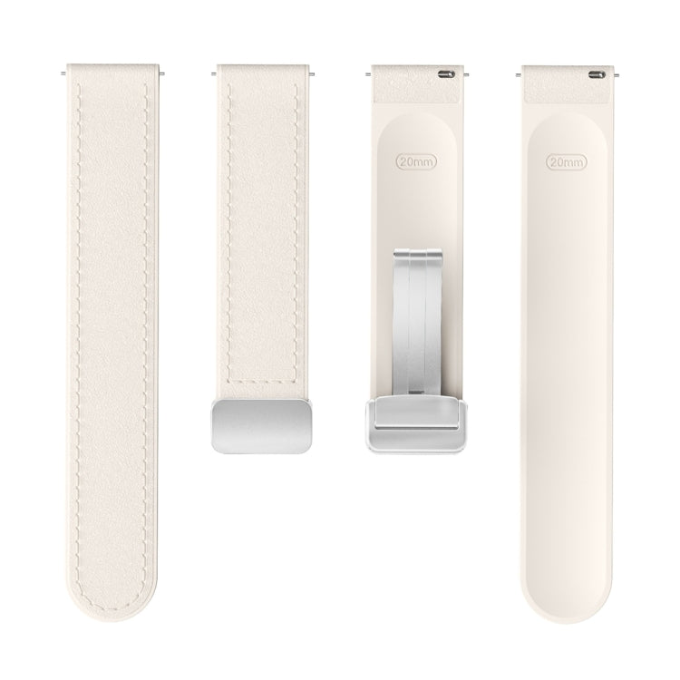 20mm Magnetic Silver Buckle Silicone Leather Watch Band(Starlight)