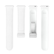 22mm Magnetic Silver Buckle Silicone Leather Watch Band(White)