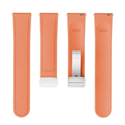 22mm Magnetic Silver Buckle Silicone Leather Watch Band(Orange)