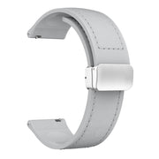 22mm Magnetic Silver Buckle Silicone Leather Watch Band(Grey)