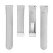 22mm Magnetic Silver Buckle Silicone Leather Watch Band(Grey)