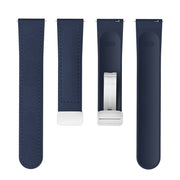 22mm Magnetic Silver Buckle Silicone Leather Watch Band(Midnight Blue)
