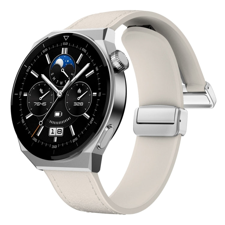 22mm Magnetic Silver Buckle Silicone Leather Watch Band(Starlight) - free shipping - PMC TechLife - Order now!