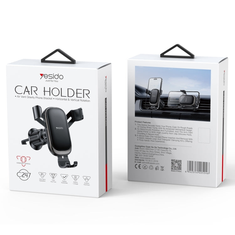 Yesido C247 Air Vent Gravity Car Holder(Black) - Universal Car Holders by Yesido | Online Shopping South Africa | PMC Jewellery | Buy Now Pay Later Mobicred