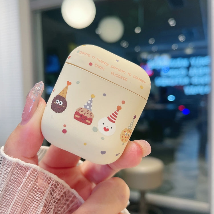 For AirPods 2 / 1 Cookies Pattern Earbuds Box Frosted TPU Case(Beige) - For AirPods 1/2 by PMC Jewellery | Online Shopping South Africa | PMC Jewellery | Buy Now Pay Later Mobicred