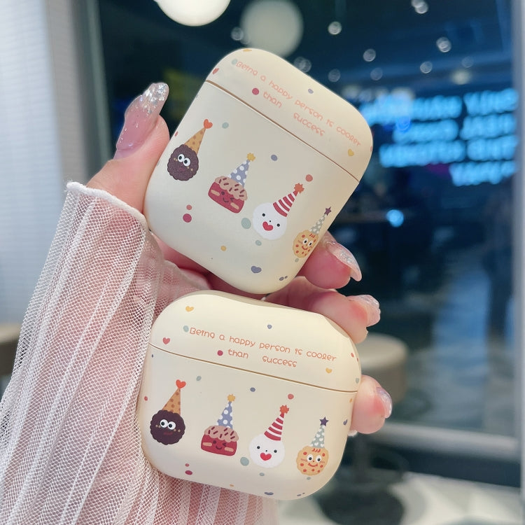 For AirPods Pro 2 Cookies Pattern Earbuds Box Frosted TPU Case(Beige)