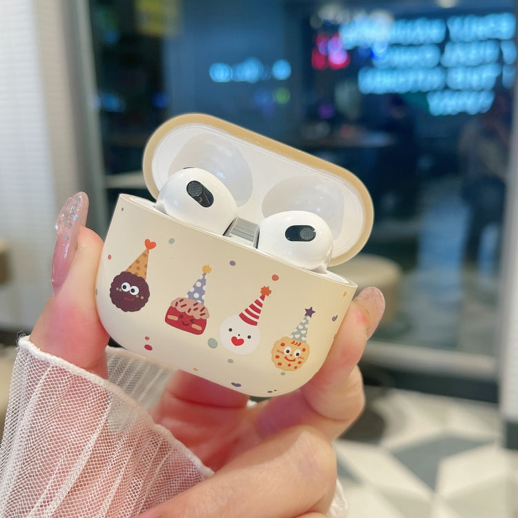 For AirPods 2 / 1 Cookies Pattern Earbuds Box Frosted TPU Case(Beige)