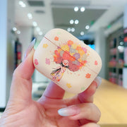 For AirPods Pro 2 Girl Pattern Earbuds Box Frosted TPU Case(Flower)