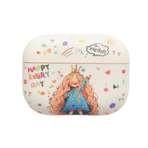 For AirPods Pro Girl Pattern Earbuds Box Frosted TPU Case(Crown)
