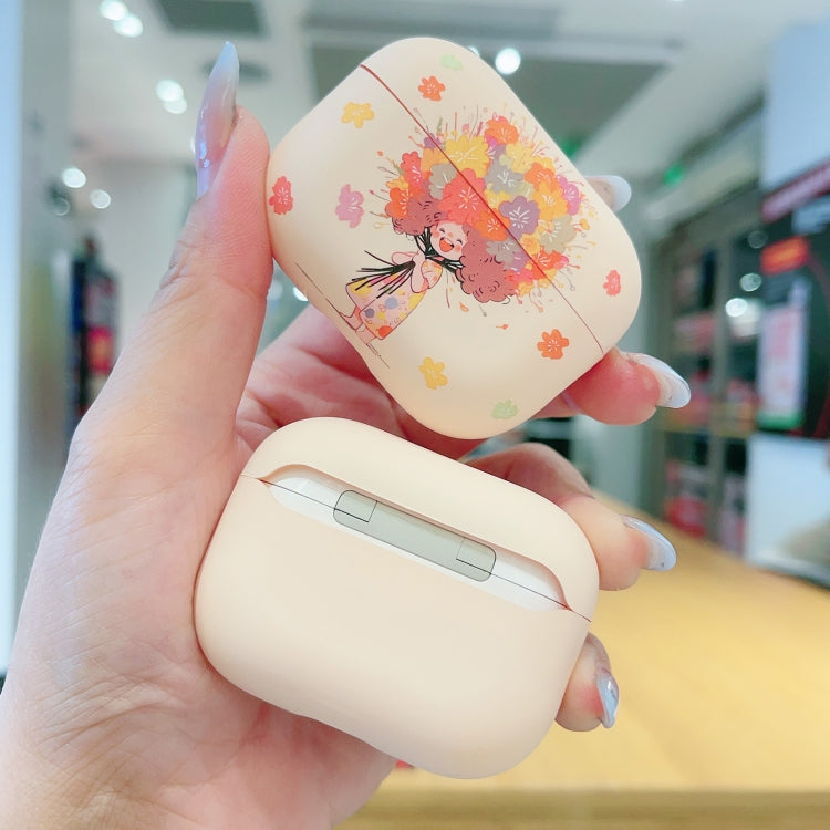 For AirPods Pro 2 Girl Pattern Earbuds Box Frosted TPU Case(Flower) - For AirPods Pro 2 by PMC Jewellery | Online Shopping South Africa | PMC Jewellery | Buy Now Pay Later Mobicred