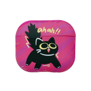 For AirPods 3 Cat and Dog Pattern Earbuds Box Frosted TPU Case(Flashing Cat)