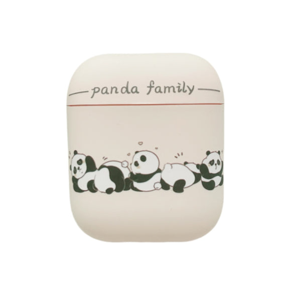 For AirPods 2 / 1 Panda Pattern Earbuds Box Frosted TPU Case(Panda Family)