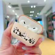 For AirPods Pro 2 Panda Pattern Earbuds Box Frosted TPU Case(Panda Family)