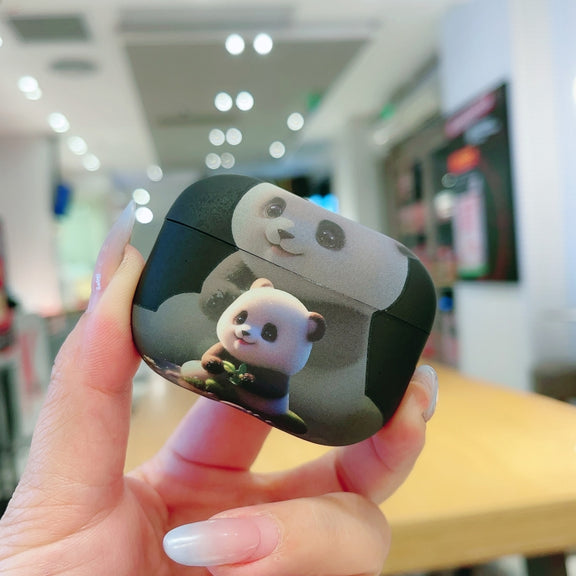 For AirPods Pro Phantom Panda Pattern Earbuds Box Frosted TPU Case(Black)