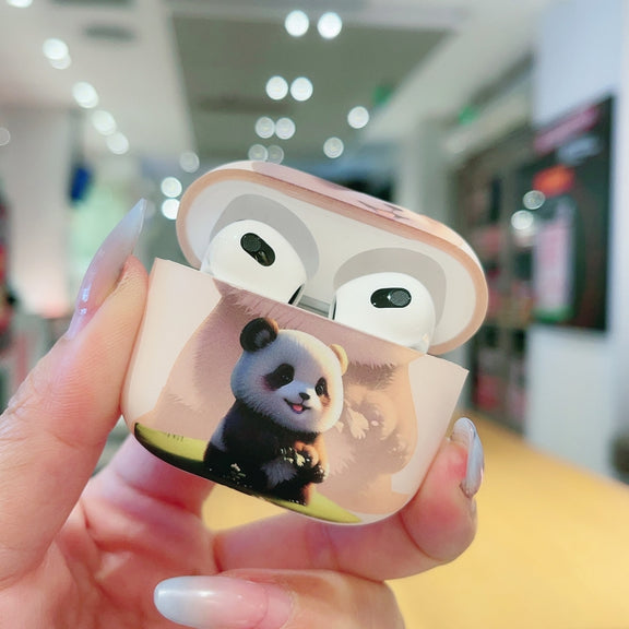 For AirPods Pro Phantom Panda Pattern Earbuds Box Frosted TPU Case(White)