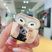 For AirPods Pro 2 Phantom Panda Pattern Earbuds Box Frosted TPU Case(Black)