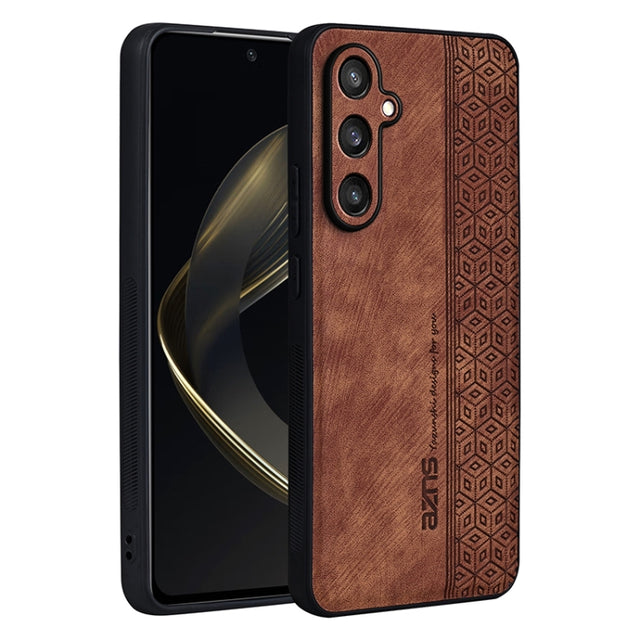 For Samsung Galaxy S24 FE 5G AZNS 3D Embossed Skin Feel Phone Case(Brown)