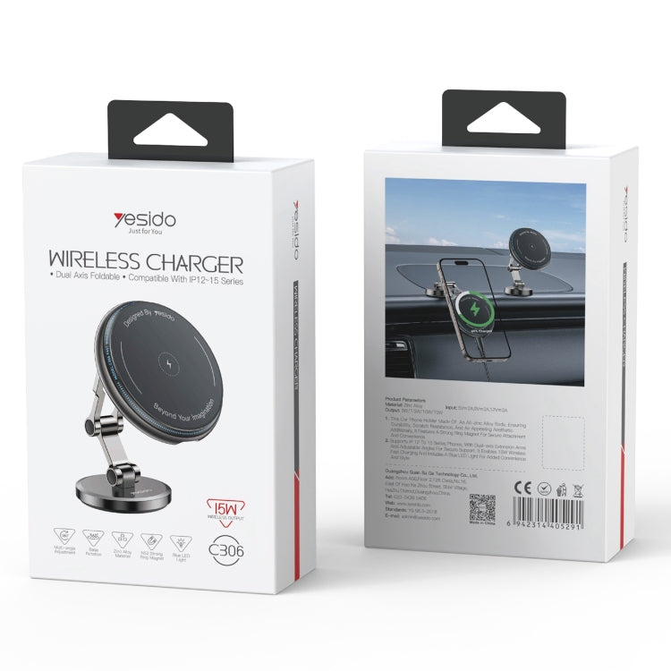 Yesido C306 15W Car Magnetic Wireless Charging Holder(Black) - free shipping - PMC TechLife - Order now!