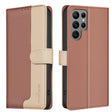 For Samsung Galaxy S25 Ultra 5G Color Matching RFID Anti-theft Leather Phone Case(Brown) - Galaxy S25 Ultra 5G Cases by PMC TechLife | Online Shopping South Africa | PMC TechLife | Buy Now Pay Later Mobicred