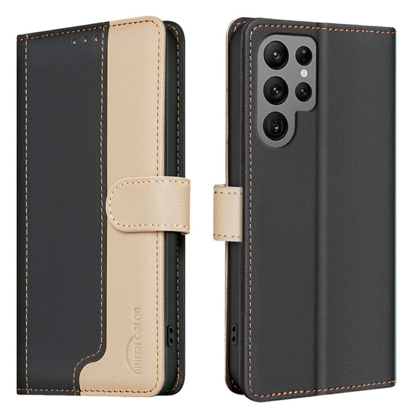For Samsung Galaxy S25 Ultra 5G Color Matching RFID Anti-theft Leather Phone Case(Black)