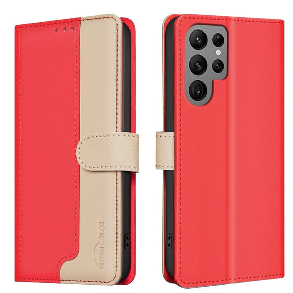 For Samsung Galaxy S25 Ultra 5G Color Matching RFID Anti-theft Leather Phone Case(Red)