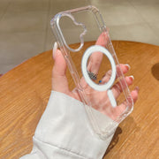 For iPhone 17 Large Hole Camera MagSafe Magnetic Clear Acrylic TPU Case(Transparent)
