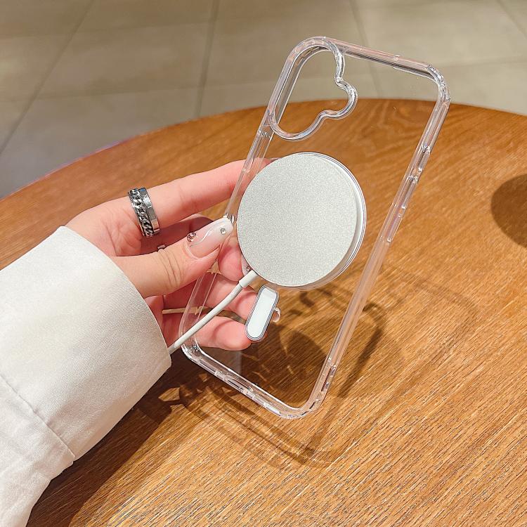 For iPhone 17 Large Hole Camera MagSafe Magnetic Clear Acrylic TPU Case(Transparent)