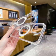 For iPhone 17 Large Hole Camera MagSafe Magnetic Clear Acrylic TPU Case(Transparent)