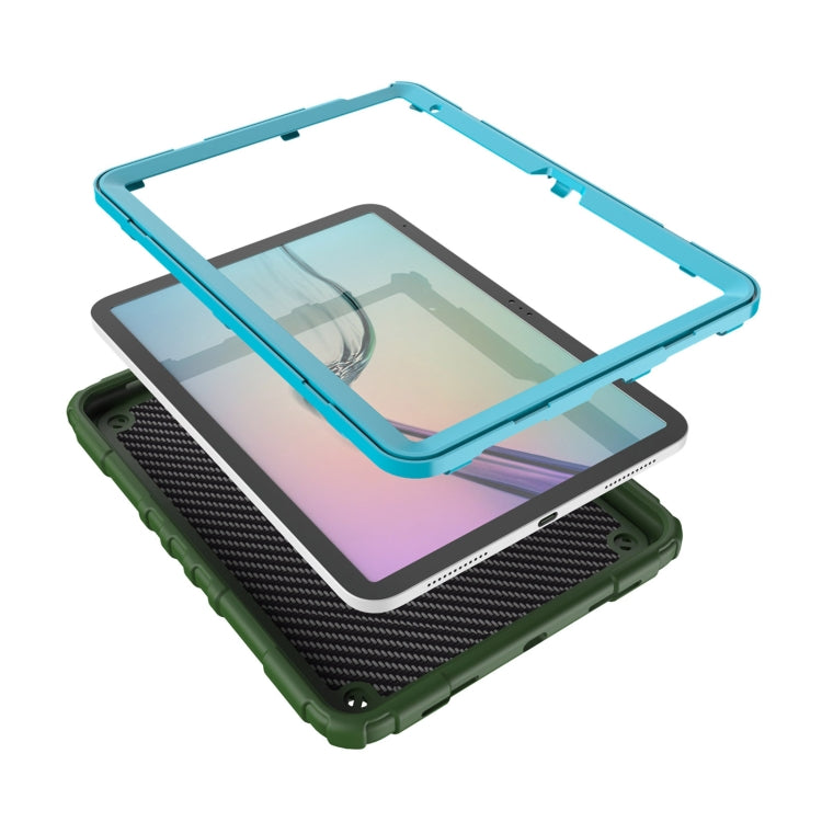 For iPad Air 11 2025 / 2024 Spider Turntable Handle Stress Relief Tablet Case(Army Green Blue) - iPad Air 11 2025 / 2024 Cases by PMC TechLife | Online Shopping South Africa | PMC TechLife | Buy Now Pay Later Mobicred