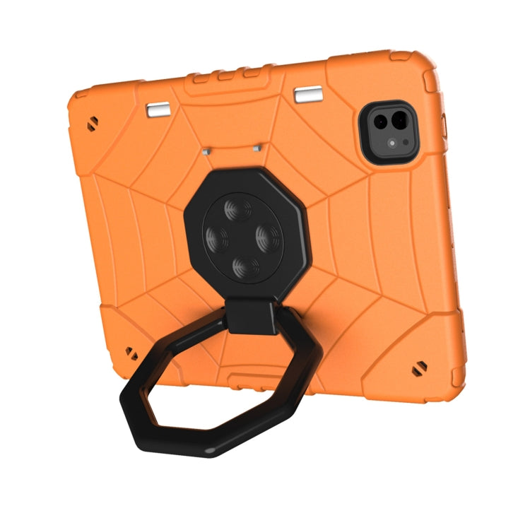 For iPad Pro 11 2024 Spider Turntable Handle Stress Relief Tablet Case(Orange Black) - iPad Pro 11 2024 Cases by PMC TechLife | Online Shopping South Africa | PMC TechLife | Buy Now Pay Later Mobicred